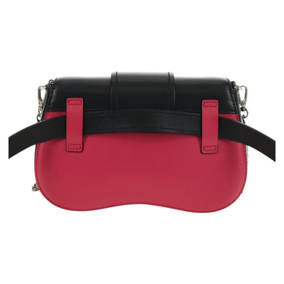 PRADA Sydney Chain Shoulder Bag Leather 2way Black Pink Silver Auth 186637SAM