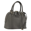 GUCCI Micro GG Canvas Guccissima Bag Leather 2way Gray Gold 449654 Auth 186642V-1