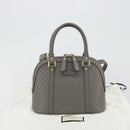 GUCCI Micro GG Canvas Guccissima Bag Leather 2way Gray Gold 449654 Auth 186642V-25