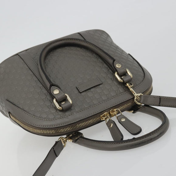 GUCCI Micro GG Canvas Guccissima Bag Leather 2way Gray Gold 449654 Auth 186642V