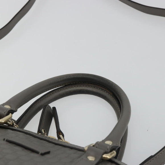 GUCCI Micro GG Canvas Guccissima Bag Leather 2way Gray Gold 449654 Auth 186642V