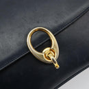 CELINE Hand Bag Leather 2way Navy Gold Auth 186644A-19
