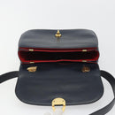 CELINE Hand Bag Leather 2way Navy Gold Auth 186644A-10