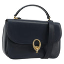 CELINE Hand Bag Leather 2way Navy Gold Auth 186644A-1