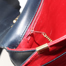 CELINE Hand Bag Leather 2way Navy Gold Auth 186644A-24