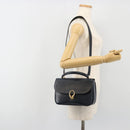 CELINE Hand Bag Leather 2way Navy Gold Auth 186644A-27