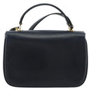 CELINE Hand Bag Leather 2way Navy Gold Auth 186644A-2