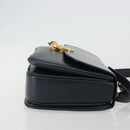 CELINE Hand Bag Leather 2way Navy Gold Auth 186644A-3