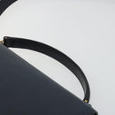 CELINE Hand Bag Leather 2way Navy Gold Auth 186644A-8
