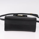 Salvatore Ferragamo Vala Ribbon Hand Bag Leather 2way Black Gold Auth 186645A-11