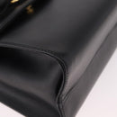 Salvatore Ferragamo Vala Ribbon Hand Bag Leather 2way Black Gold Auth 186645A-12