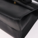 Salvatore Ferragamo Vala Ribbon Hand Bag Leather 2way Black Gold Auth 186645A-13