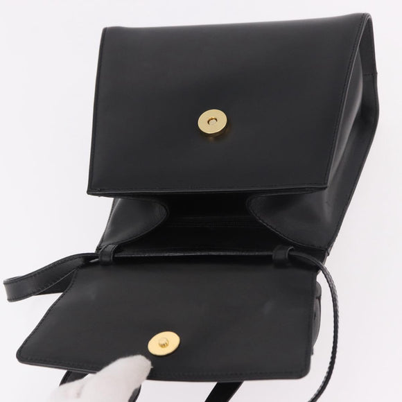 Salvatore Ferragamo Vala Ribbon Hand Bag Leather 2way Black Gold Auth 186645A