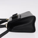 Salvatore Ferragamo Vala Ribbon Hand Bag Leather 2way Black Gold Auth 186645A-5