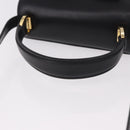 Salvatore Ferragamo Vala Ribbon Hand Bag Leather 2way Black Gold Auth 186645A-7