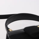Salvatore Ferragamo Vala Ribbon Hand Bag Leather 2way Black Gold Auth 186645A-8