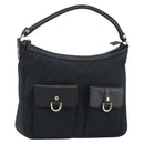GUCCI GG Canvas Abbey Shoulder Bag Black Silver Silver 153025 Auth 186646SAV-1