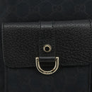 GUCCI GG Canvas Abbey Shoulder Bag Black Silver Silver 153025 Auth 186646SAV-18