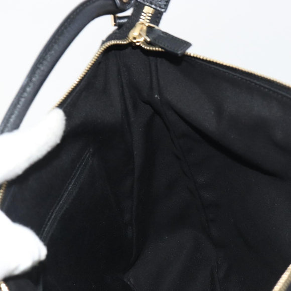 GUCCI GG Canvas Abbey Shoulder Bag Black Silver Silver 153025 Auth 186646SAV