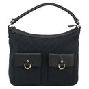 GUCCI GG Canvas Abbey Shoulder Bag Black Silver Silver 153025 Auth 186646SAV-13