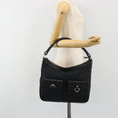 GUCCI GG Canvas Abbey Shoulder Bag Black Silver Silver 153025 Auth 186646SAV-25