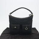 GUCCI GG Canvas Abbey Shoulder Bag Black Silver Silver 153025 Auth 186646SAV-12