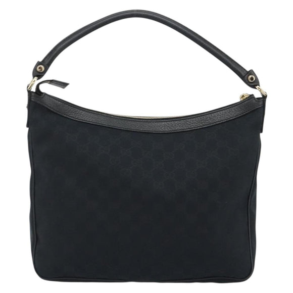 GUCCI GG Canvas Abbey Shoulder Bag Black Silver Silver 153025 Auth 186646SAV