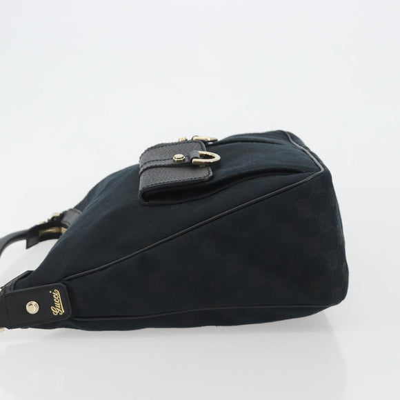 GUCCI GG Canvas Abbey Shoulder Bag Black Silver Silver 153025 Auth 186646SAV