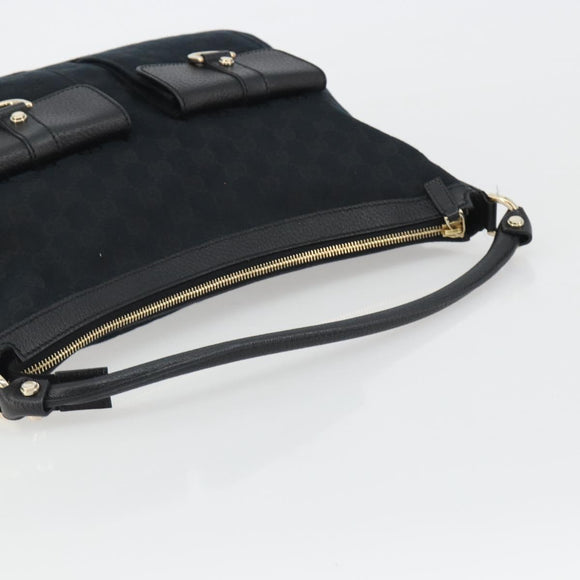 GUCCI GG Canvas Abbey Shoulder Bag Black Silver Silver 153025 Auth 186646SAV
