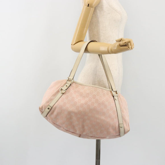 GUCCI GG Canvas Abbey Tote Bag Pink Gold 130736 Auth 186647
