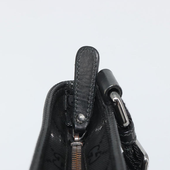 GUCCI GG Implementation Shoulder Bag PVC Black Silver 201538 Auth 186648V