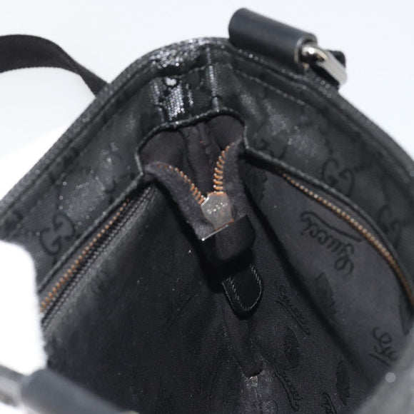 GUCCI GG Implementation Shoulder Bag PVC Black Silver 201538 Auth 186648V