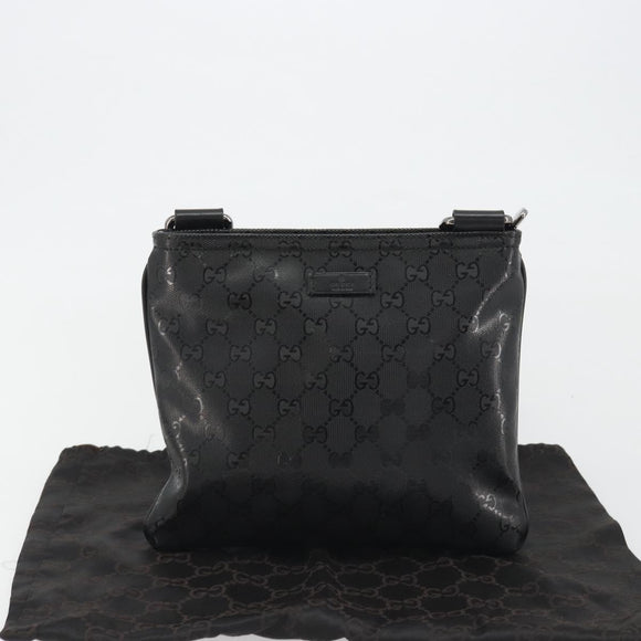 GUCCI GG Implementation Shoulder Bag PVC Black Silver 201538 Auth 186648V