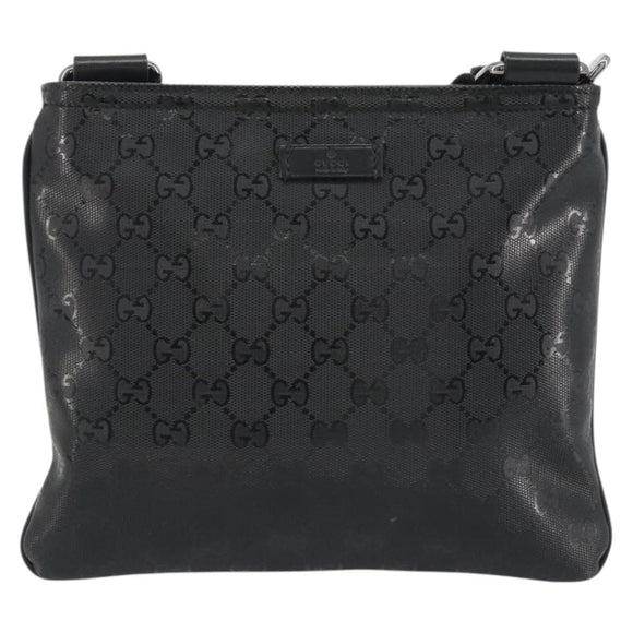 GUCCI GG Implementation Shoulder Bag PVC Black Silver 201538 Auth 186648V