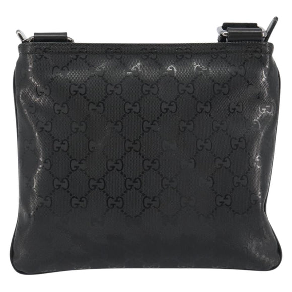 GUCCI GG Implementation Shoulder Bag PVC Black Silver 201538 Auth 186648V