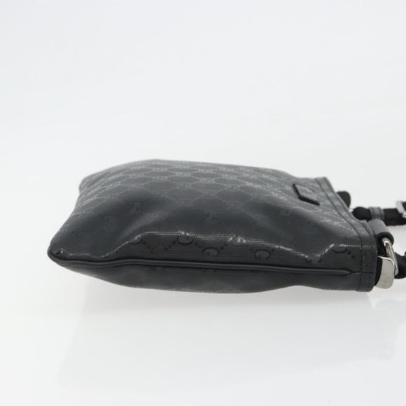 GUCCI GG Implementation Shoulder Bag PVC Black Silver 201538 Auth 186648V