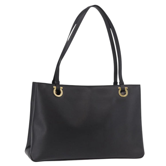 Salvatore Ferragamo Tote Bag Leather Black Gold Auth 186649A