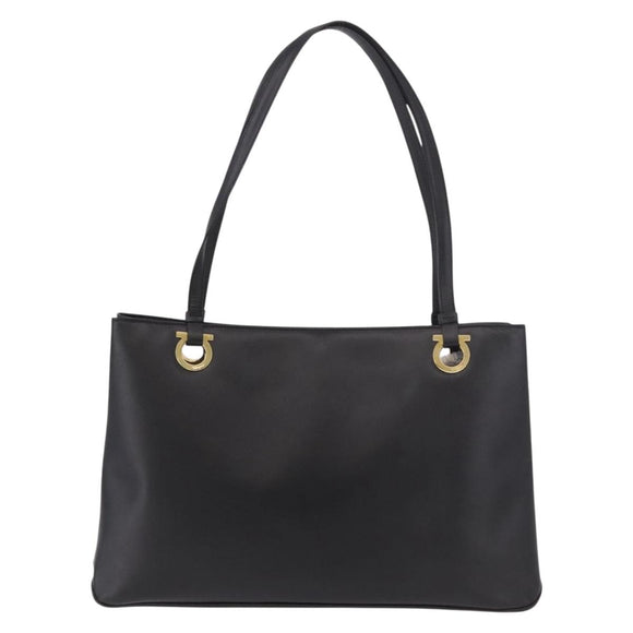 Salvatore Ferragamo Tote Bag Leather Black Gold Auth 186649A