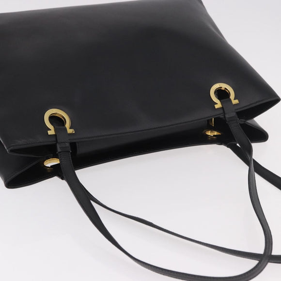 Salvatore Ferragamo Tote Bag Leather Black Gold Auth 186649A