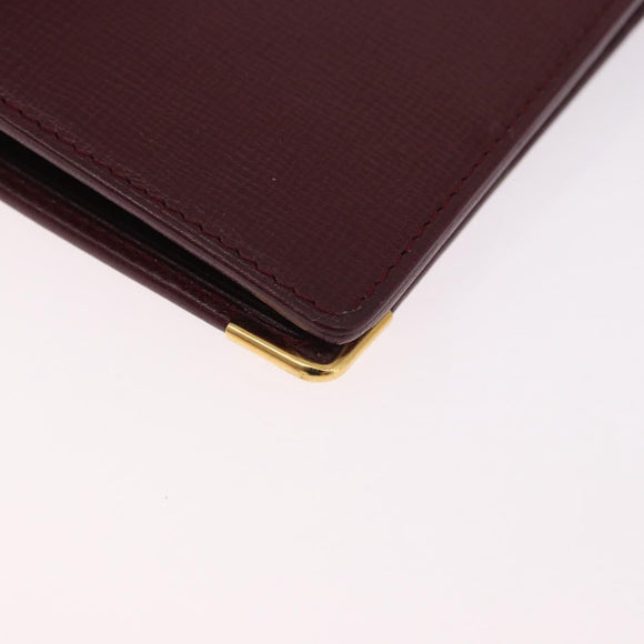 CARTIER Must Line Bifold Wallet Leather Bordeaux Gold Auth 186651A