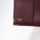 CARTIER Must Line Bifold Wallet Leather Bordeaux Gold Auth 186651A-18
