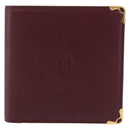 CARTIER Must Line Bifold Wallet Leather Bordeaux Gold Auth 186651A-13