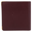 CARTIER Must Line Bifold Wallet Leather Bordeaux Gold Auth 186651A-2