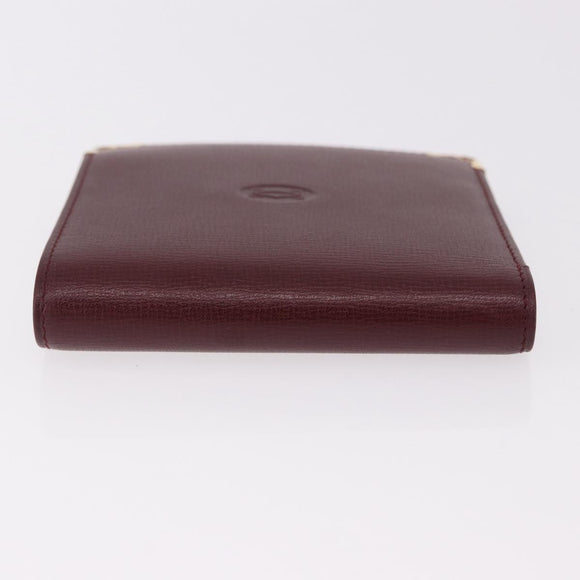 CARTIER Must Line Bifold Wallet Leather Bordeaux Gold Auth 186651A
