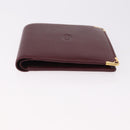 CARTIER Must Line Bifold Wallet Leather Bordeaux Gold Auth 186651A-7