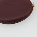 CARTIER Must Line Coin Purse Leather Bordeaux Gold Auth 186652A-15