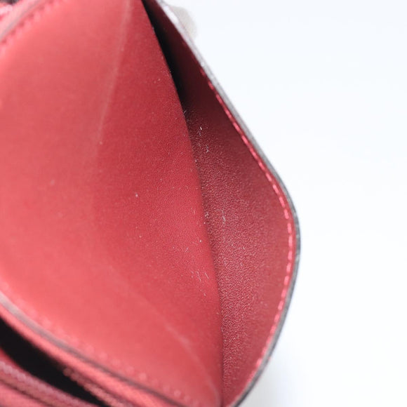 CARTIER Must Line Coin Purse Leather Bordeaux Gold Auth 186652A