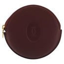 CARTIER Must Line Coin Purse Leather Bordeaux Gold Auth 186652A-13