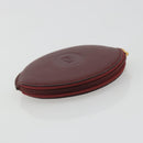 CARTIER Must Line Coin Purse Leather Bordeaux Gold Auth 186652A-5