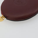 CARTIER Must Line Coin Purse Leather Bordeaux Gold Auth 186652A-14